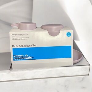 3 Piece‎ Bath Accessory Set Light Purple Soap Canister Tray NIB